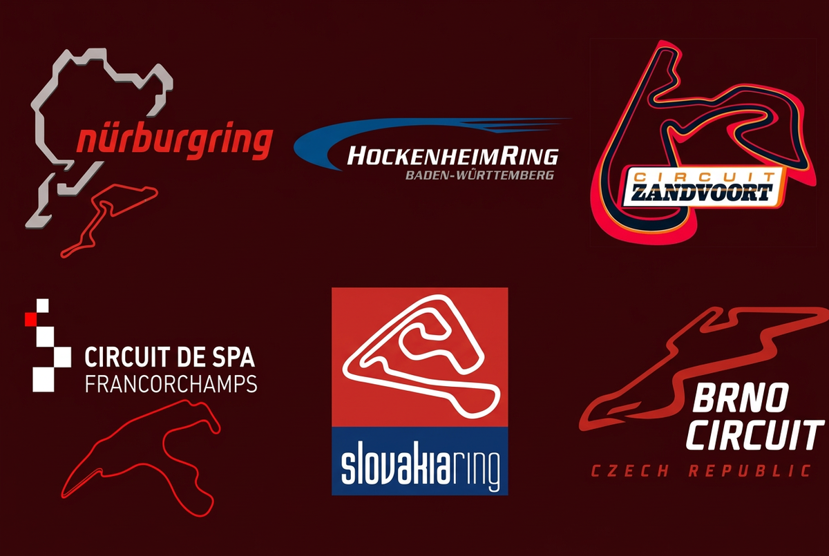 Circuit graphic with burgundy and white treatment, preserving logo proportions